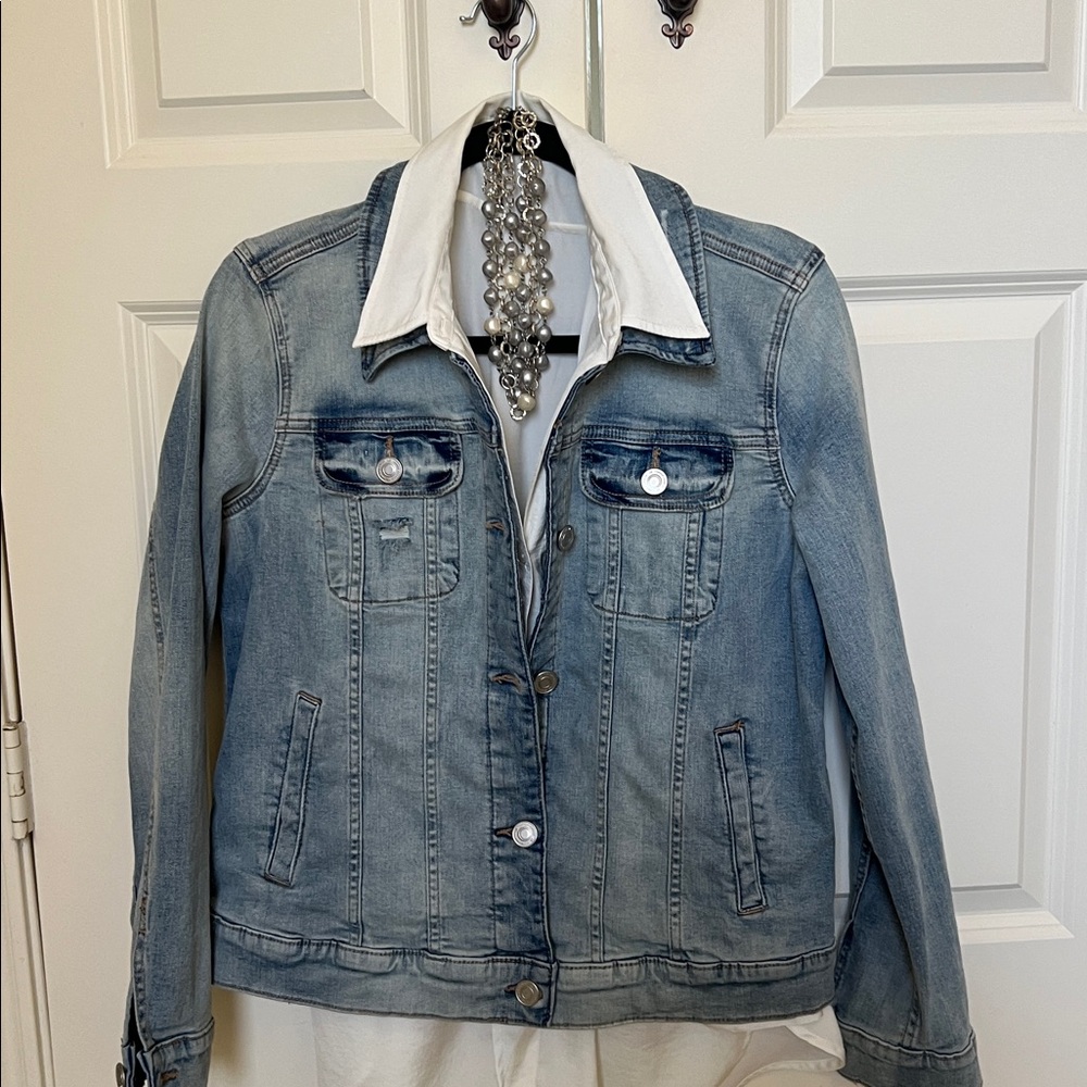 Denim Jacket Light Wash Distressed